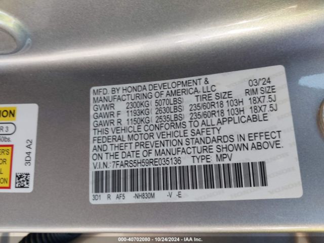7FARS5H59RE035136 Honda Cr-v Hybrid Sport
