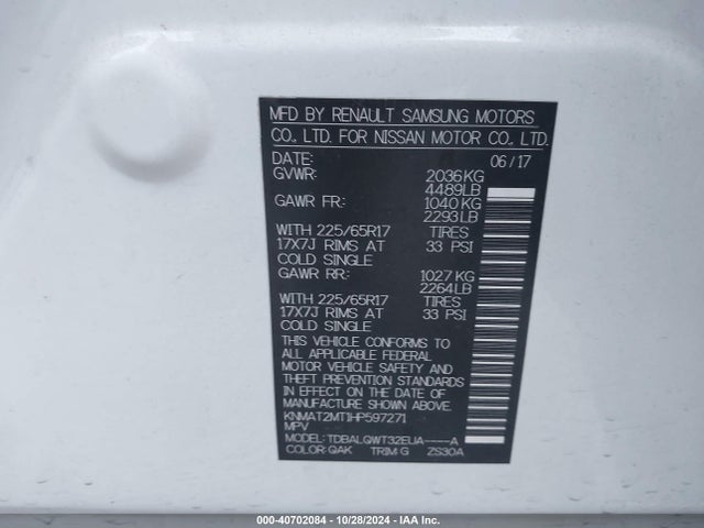 Nissan ROGUE SV 2017 KNMAT2MT1HP597271 Image 9