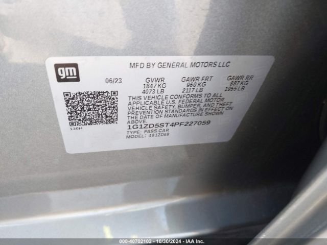1G1ZD5ST4PF227059 Chevrolet Malibu Fwd 1lt