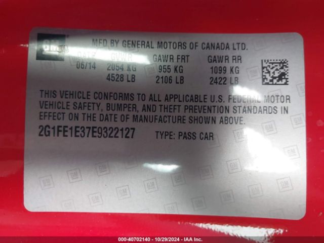 2G1FE1E37E9322127 Chevrolet Camaro 1ls