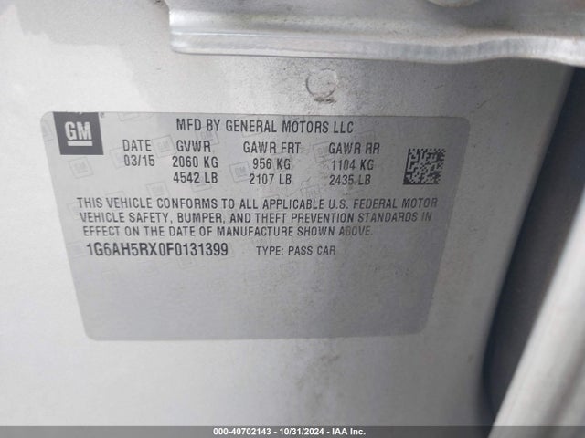Cadillac ATS LUXURY 2015 1G6AH5RX0F0131399 Image 9
