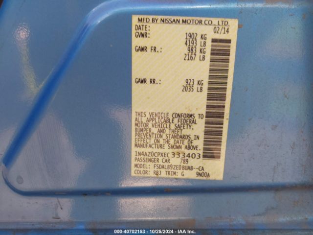 1N4AZ0CPXEC333403 Nissan LEAF S