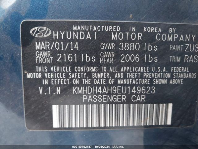 KMHDH4AH9EU149623 Hyundai Elantra Sport