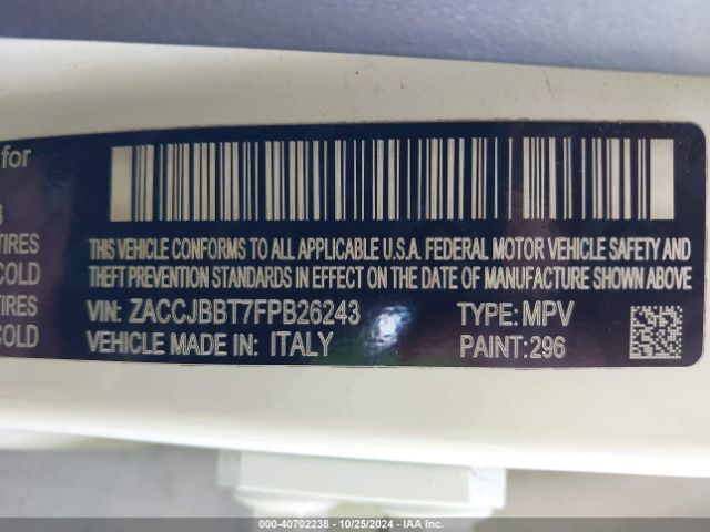 ZACCJBBT7FPB26243 Jeep Renegade Latitude