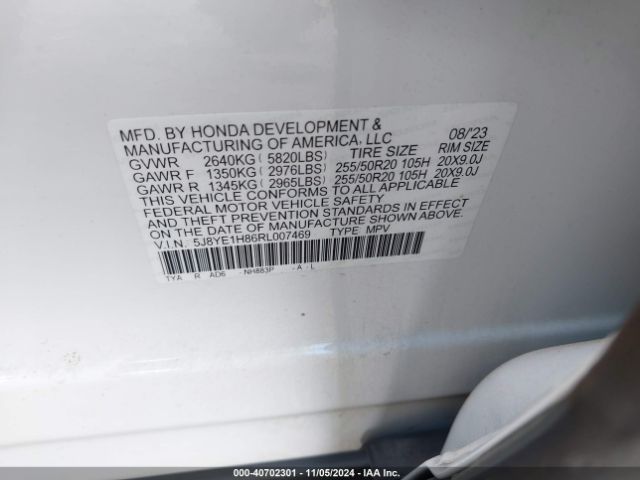 5J8YE1H86RL007469 Acura Mdx Advance Package