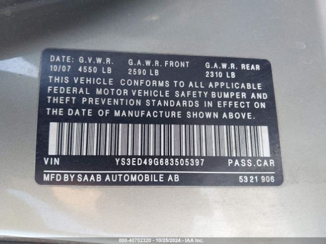2008 SAAB 9-5 YS3ED49G683505397 Photo 8