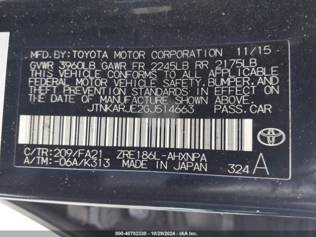 JTNKARJE2GJ514663 Scion IM