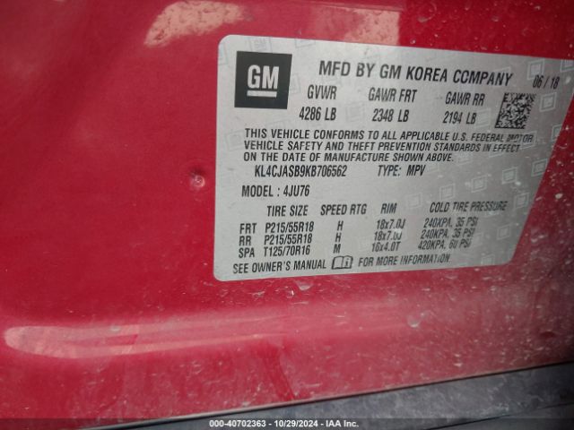 KL4CJASB9KB706562 Buick Encore Fwd Preferred