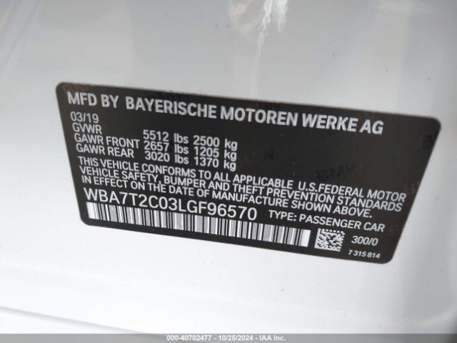 WBA7T2C03LGF96570 BMW 740I