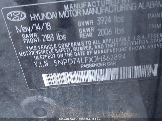 Hyundai ELANTRA SE 2018 5NPD74LFXJH362894 Image 9