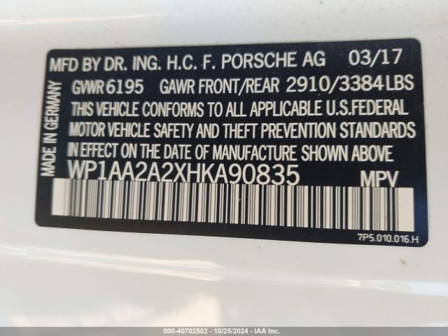 WP1AA2A2XHKA90835 Porsche Cayenne Platinum Edition