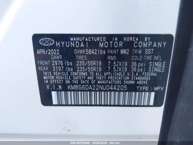 KM8S6DA22NU044205 Hyundai Santa Fe Plug-in Hybrid Sel Convenience