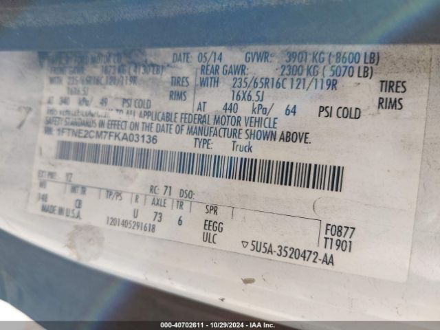1FTNE2CM7FKA03136 Ford Transit-150