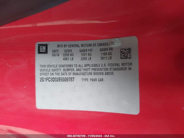 2G1FC3D32E9309787 Chevrolet Camaro 2lt