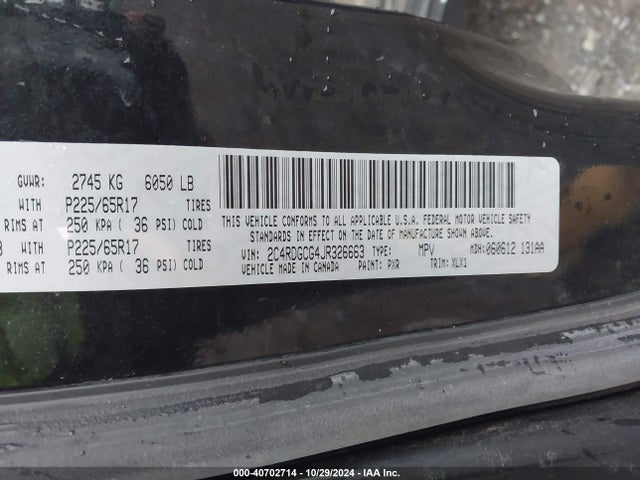 Dodge Grand Caravan Sxt 2018 2C4RDGCG4JR326663 Image 9