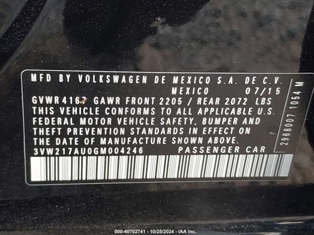 3VW217AU0GM004246 Volkswagen Golf Tsi Se 4-door