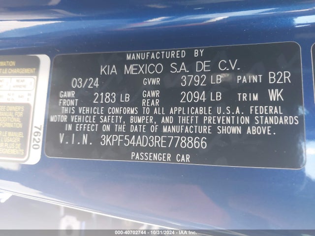 KIA Forte Gt-line 2024 3KPF54AD3RE778866 Image 9