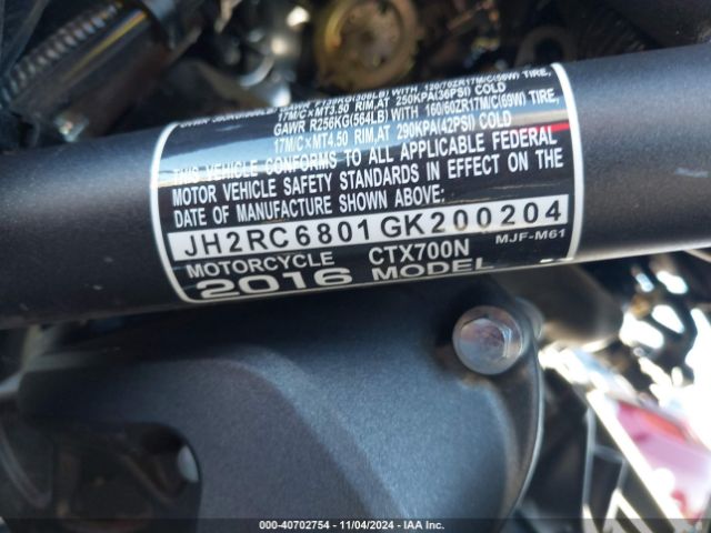 2016 HONDA CTX700 JH2RC6801GK200204 Photo 9