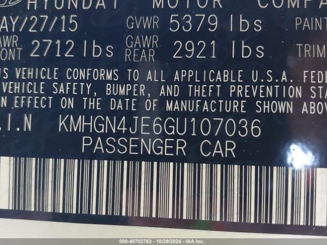 KMHGN4JE6GU107036 Hyundai Genesis 3.8