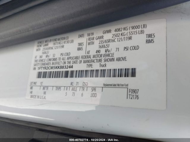 1FTYR2CM5KKB83244 Ford Transit-250
