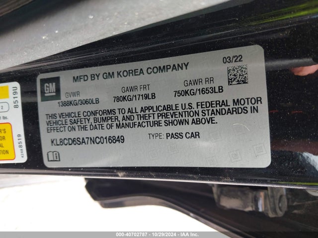 Chevrolet Spark Fwd 1lt Automatic 2022 KL8CD6SA7NC016849 Image 9