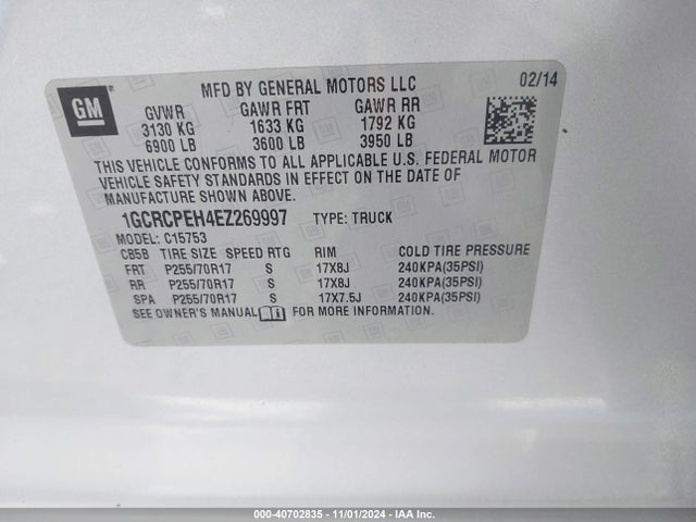 1GCRCPEH4EZ269997 Chevrolet Silverado 1500 Work Truck 2wt