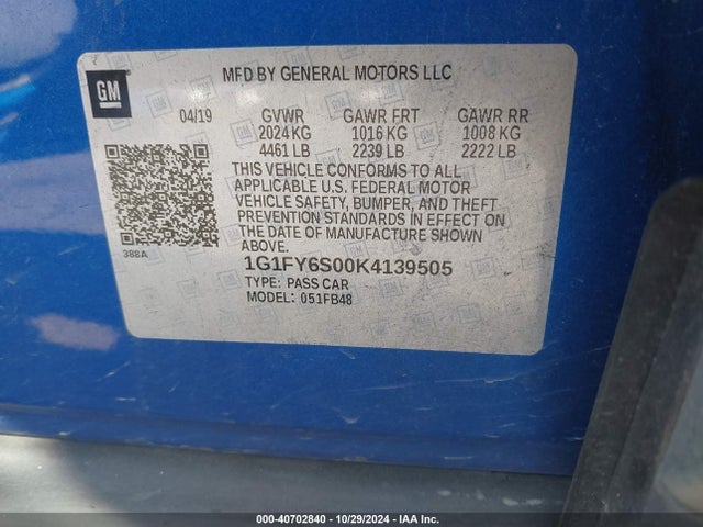 Chevrolet BOLT EV LT 2019 1G1FY6S00K4139505 Image 9