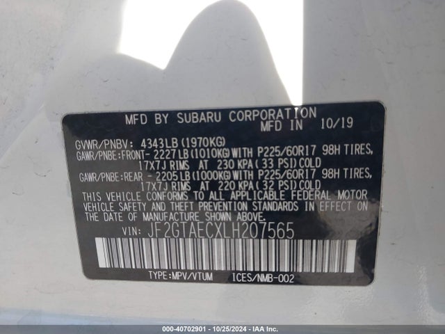 Subaru Crosstrek Premium 2020 JF2GTAECXLH207565 Image 9