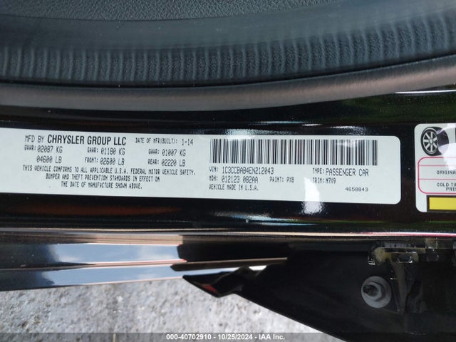 1C3CCBAB4EN212043 Chrysler 200 LX