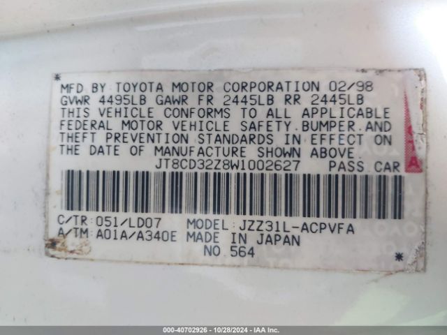 1998 LEXUS SC 300 JT8CD32Z8W1002627 Photo 8