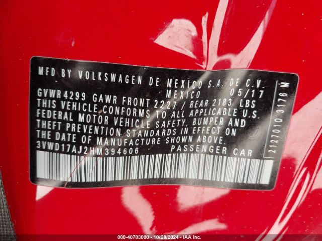3VWD17AJ2HM394606 Volkswagen Jetta 1.8t Sport