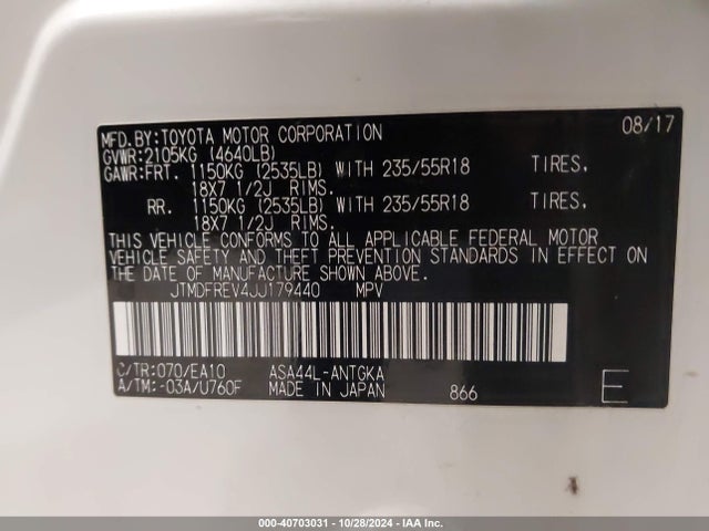 Toyota Rav4 Limited 2018 JTMDFREV4JJ179440 Image 9