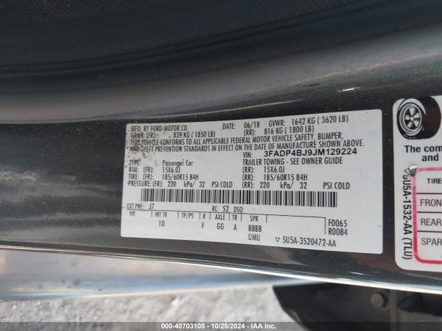 Ford FIESTA SE 2018 3FADP4BJ9JM129224 Image 9