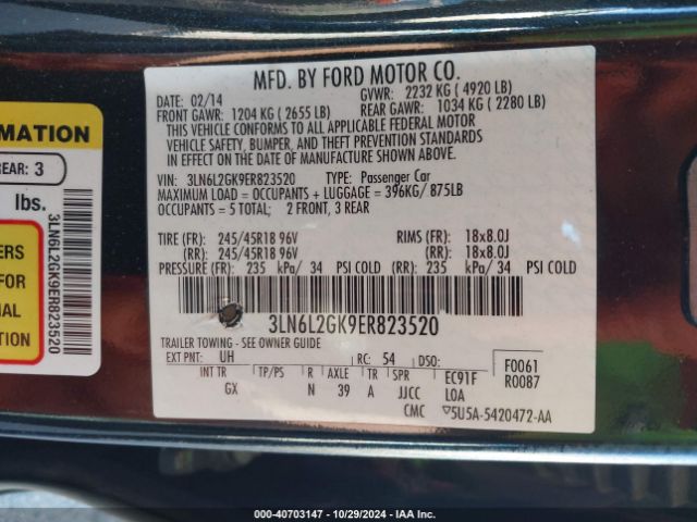 3LN6L2GK9ER823520 Lincoln MKZ