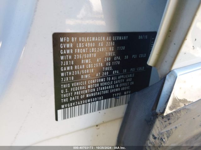 WVGBV7AX0GW509183 Volkswagen TIGUAN SE