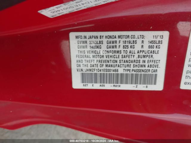 JHMZF1D41ES001466 Honda CR-Z