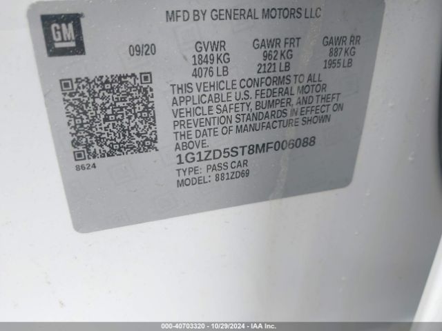 1G1ZD5ST8MF006088 Chevrolet Malibu Fwd Lt