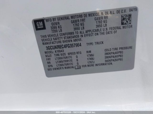 3GCUKREC4FG357964 Chevrolet Silverado 1500 1lt