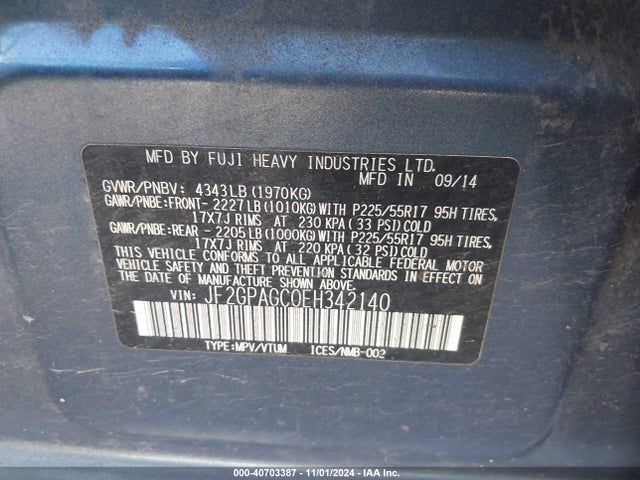 Subaru Xv Crosstrek 2.0i Limited 2014 JF2GPAGC0EH342140 Image 9
