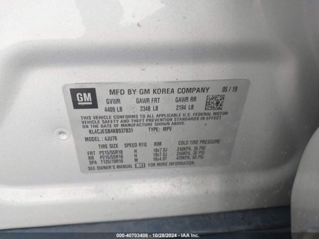 KL4CJESB4KB937831 Buick Encore Awd Preferred