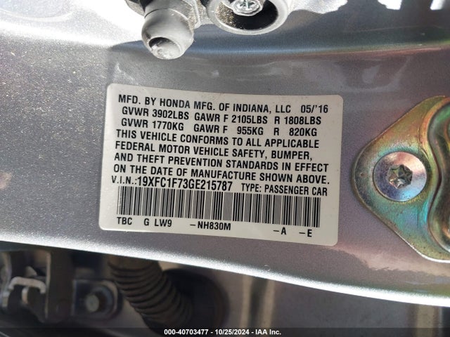Honda Civic Ex-l 2016 19XFC1F73GE215787 Image 9