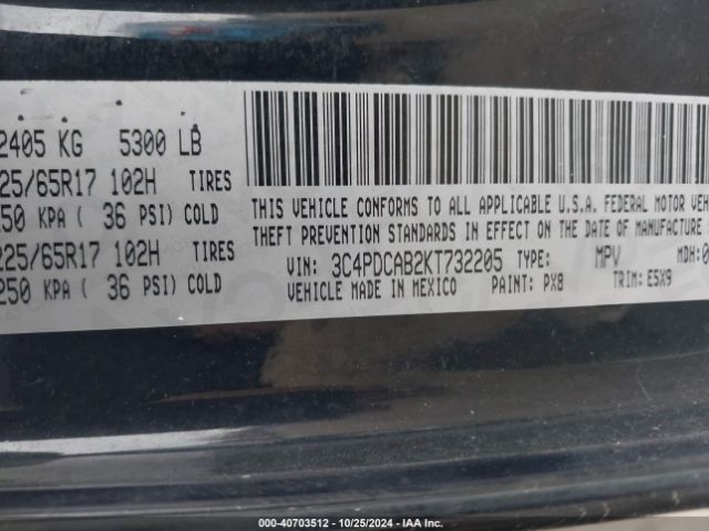 3C4PDCAB2KT732205 Dodge Journey Se Value Package