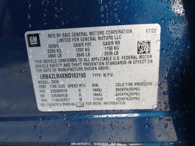 LRBAZLR4XND163190 Buick Envision Fwd Preferred