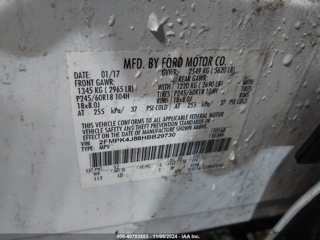 Ford EDGE SEL 2017 2FMPK4J88HBB29730 Image 9