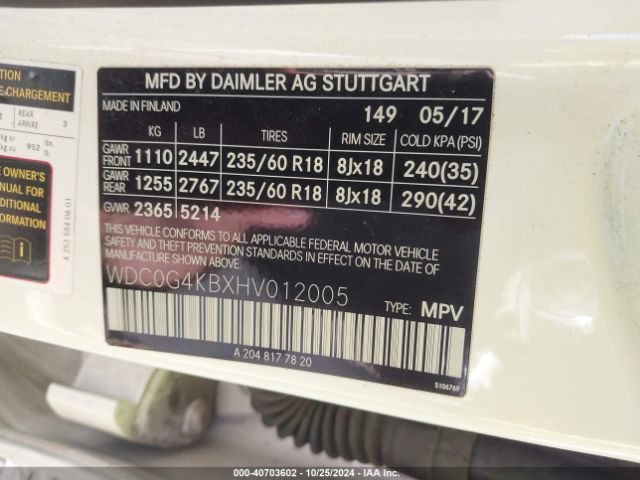 WDC0G4KBXHV012005 Mercedes-Benz Glc 300 4matic