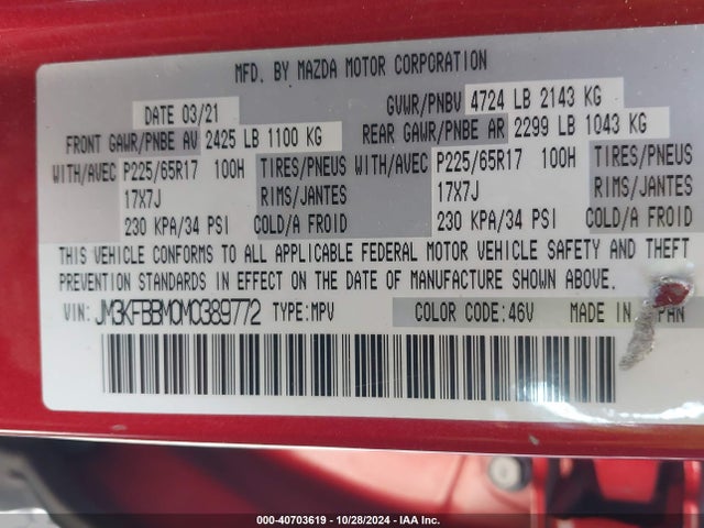 JM3KFBBM0M0389772 Mazda CX-5 SPORT