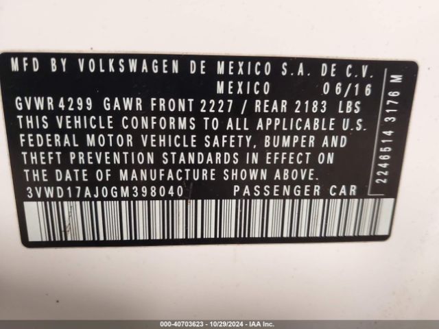 3VWD17AJ0GM398040 Volkswagen Jetta 1.8t Sport