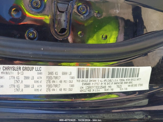 RAM 1500 Tradesman 2014 1C6RR7FT7ES125409 Image 9