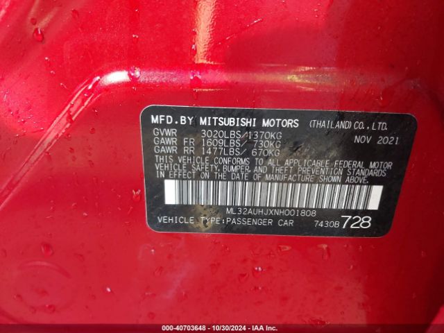 ML32AUHJXNH001808 Mitsubishi Mirage Es/le