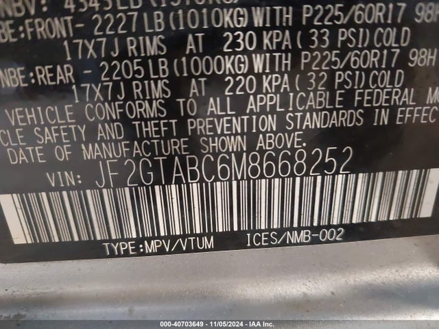 Subaru Crosstrek 2021 JF2GTABC6M8668252 Image 9